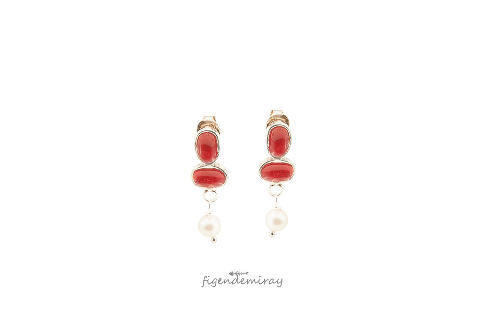 Gümüş Küpe Mineli Bitişik İkili Sallantılı Mineli