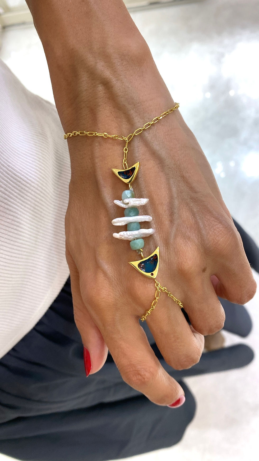 Gümüş Şahmeran Balıkkılçık İnci Ve Jade