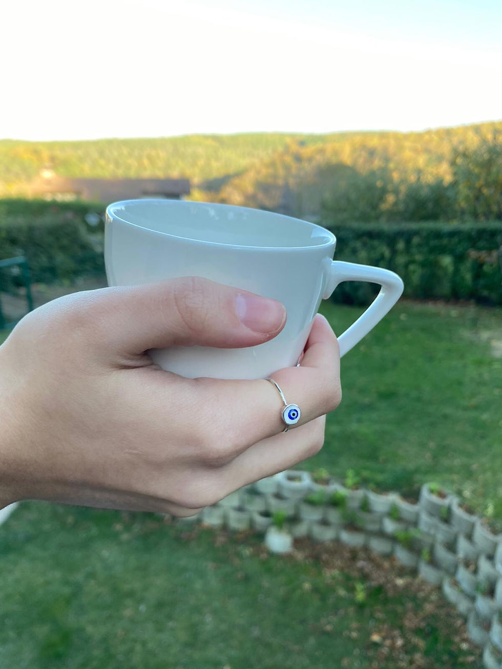 Gümüş Yüzük Minik Mineli Nazar Yuvarlar