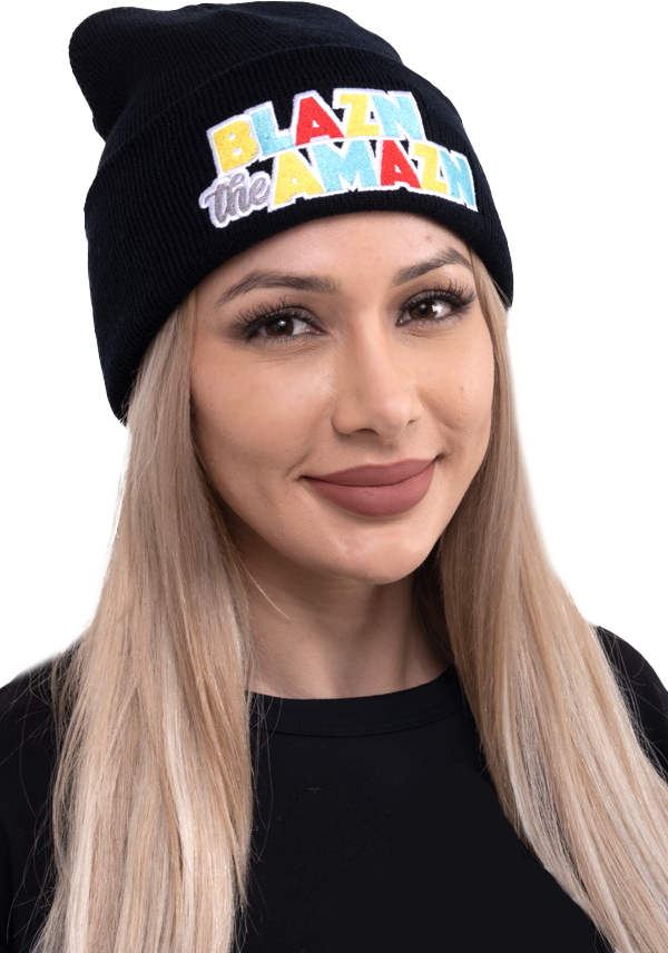 Thumbnail: Black Multicolor Knit Blazn The Amazn Beanie