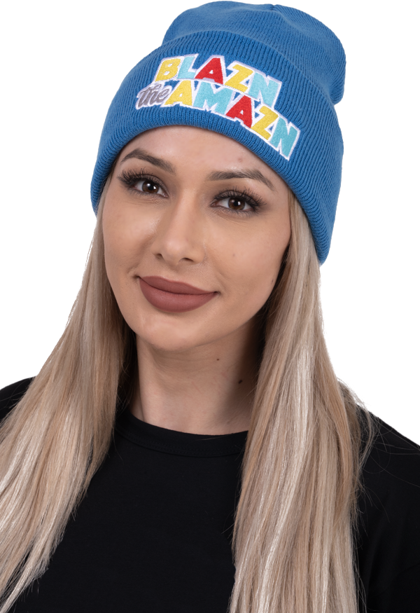 Thumbnail: Blue Multicolor Knit Blazn The Amazn Beanie