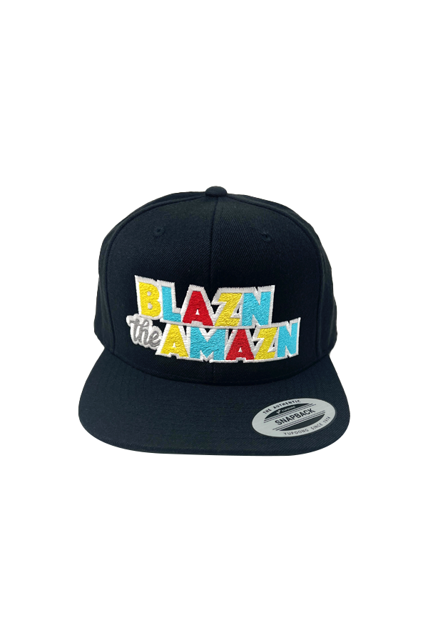 Thumbnail: Black Multicolor Block Lettering Snapback Hat