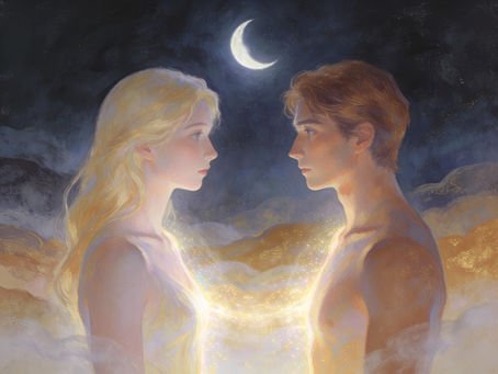 An ethereal, symbolic illustration representing secure attachment and quiet intimacy.