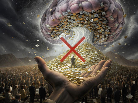 Currency entangled in the underworld of human suffering—fueling power, control, and disconnection.