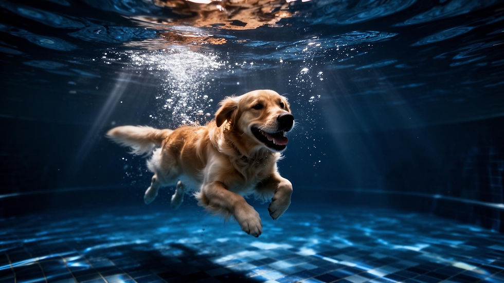 Golden Retriever swimming underwater