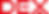 Rotes DEX Logo in Großbuchstaben auf schwarzem Hintergrund.