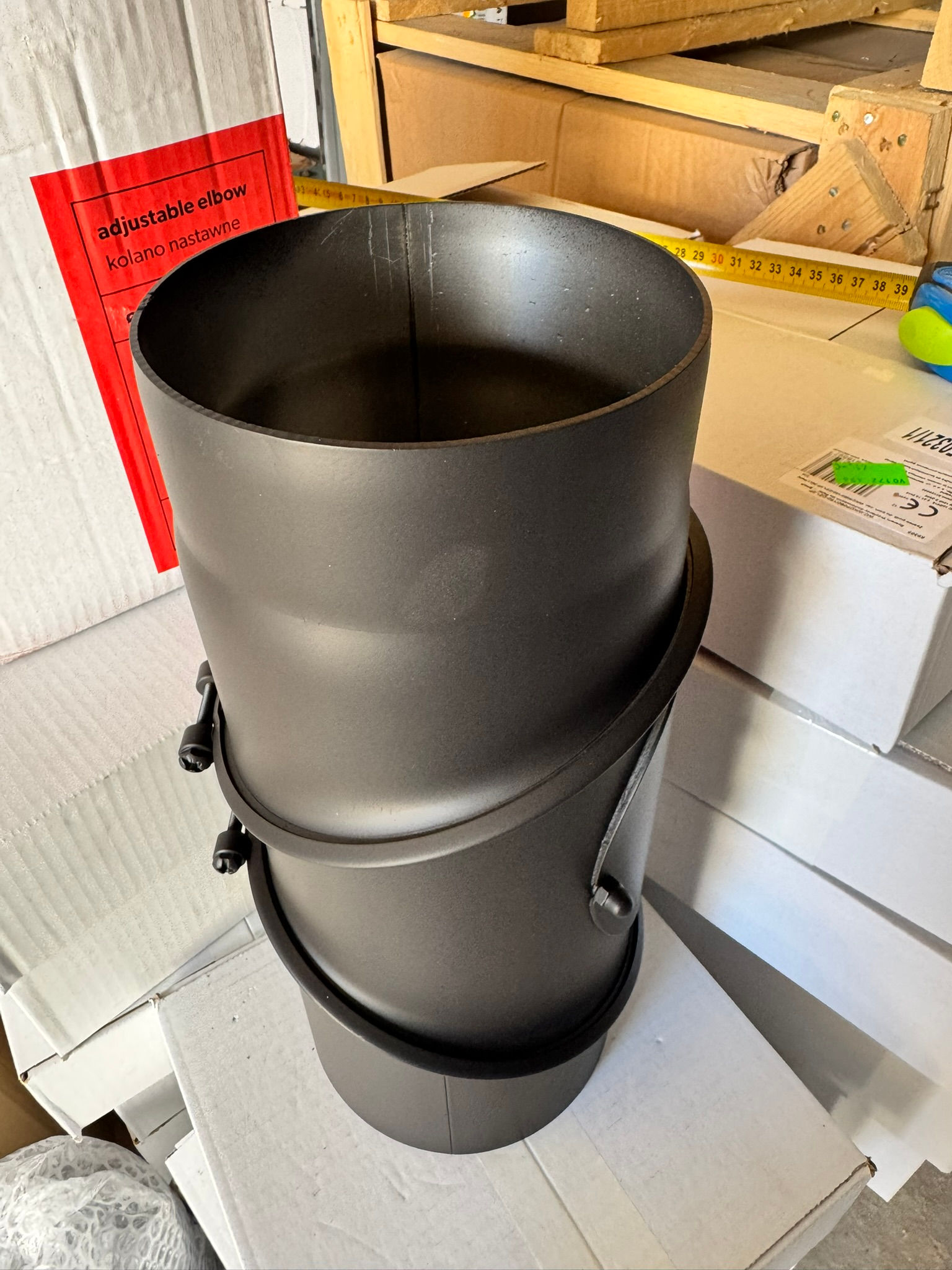 V0153 Dūmtraukis - alkūnė reguliuojama su pravala, d150/90 2mm