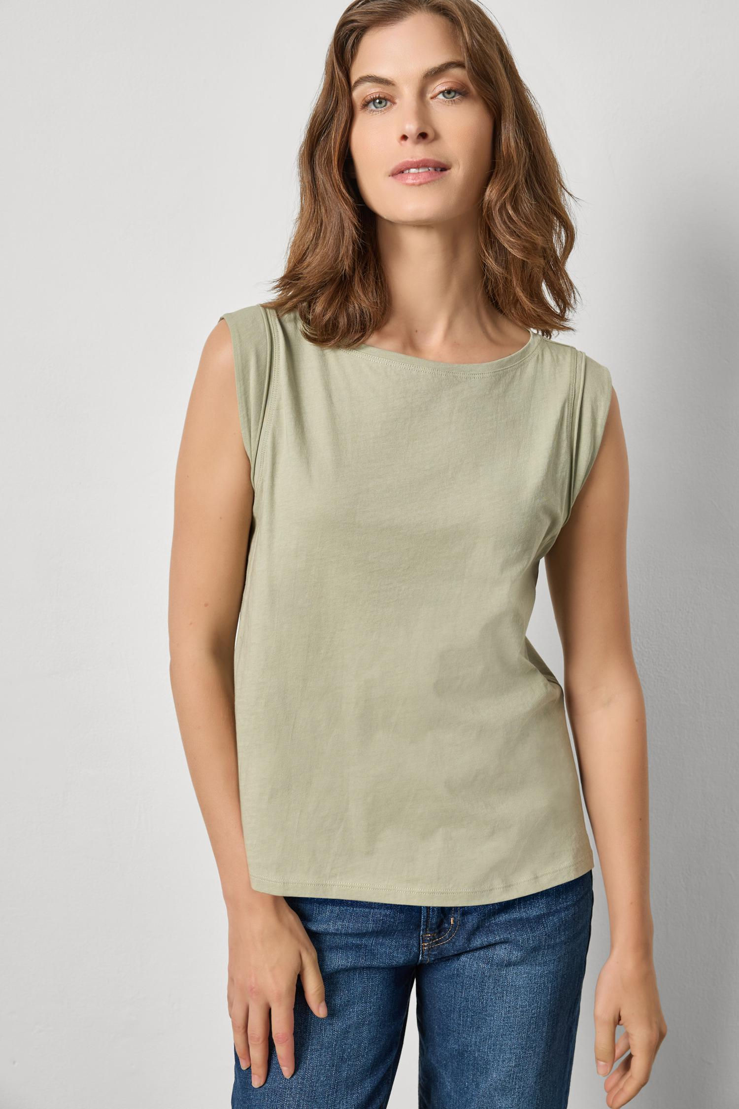 LILLA P SLEEVELESS BOATNECK TEE SEAGRASS