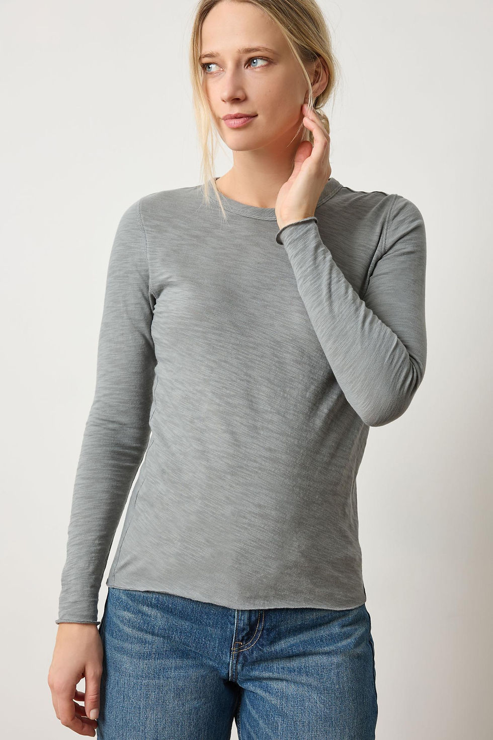 LILLA P LONG SLEEVE BIAS CREWNECK