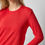 Thumbnail: LILLA P SHIRRED SHOULDER CREWNECK TOP CHERRY