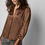 Thumbnail: LILLA P SATIN BUTTON DOWN TOP CHOCOLATE