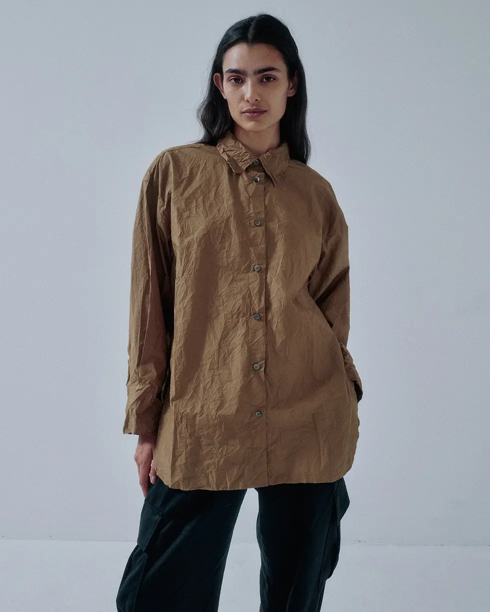 Thumbnail: SAYAKA DAVIS CRINKLE OVERSIZED SHIRT WALNUT