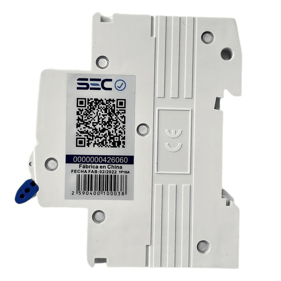 Miniatura: Interruptor automático Stanford 16A, estándar IEC 60898-1, material autoextinguible y grado de protección SEC.