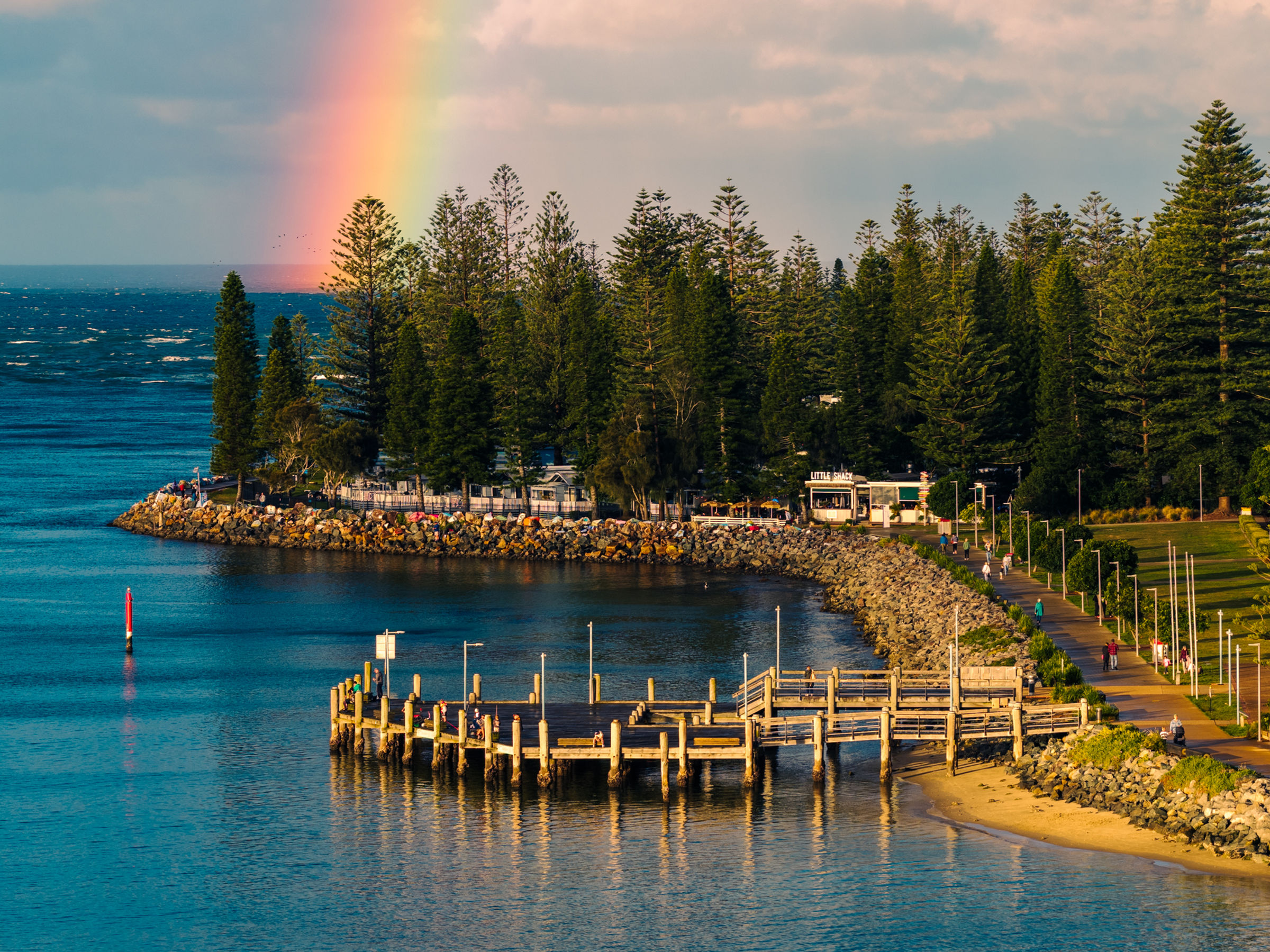 Rainbow in Port Macquarie over Town Green