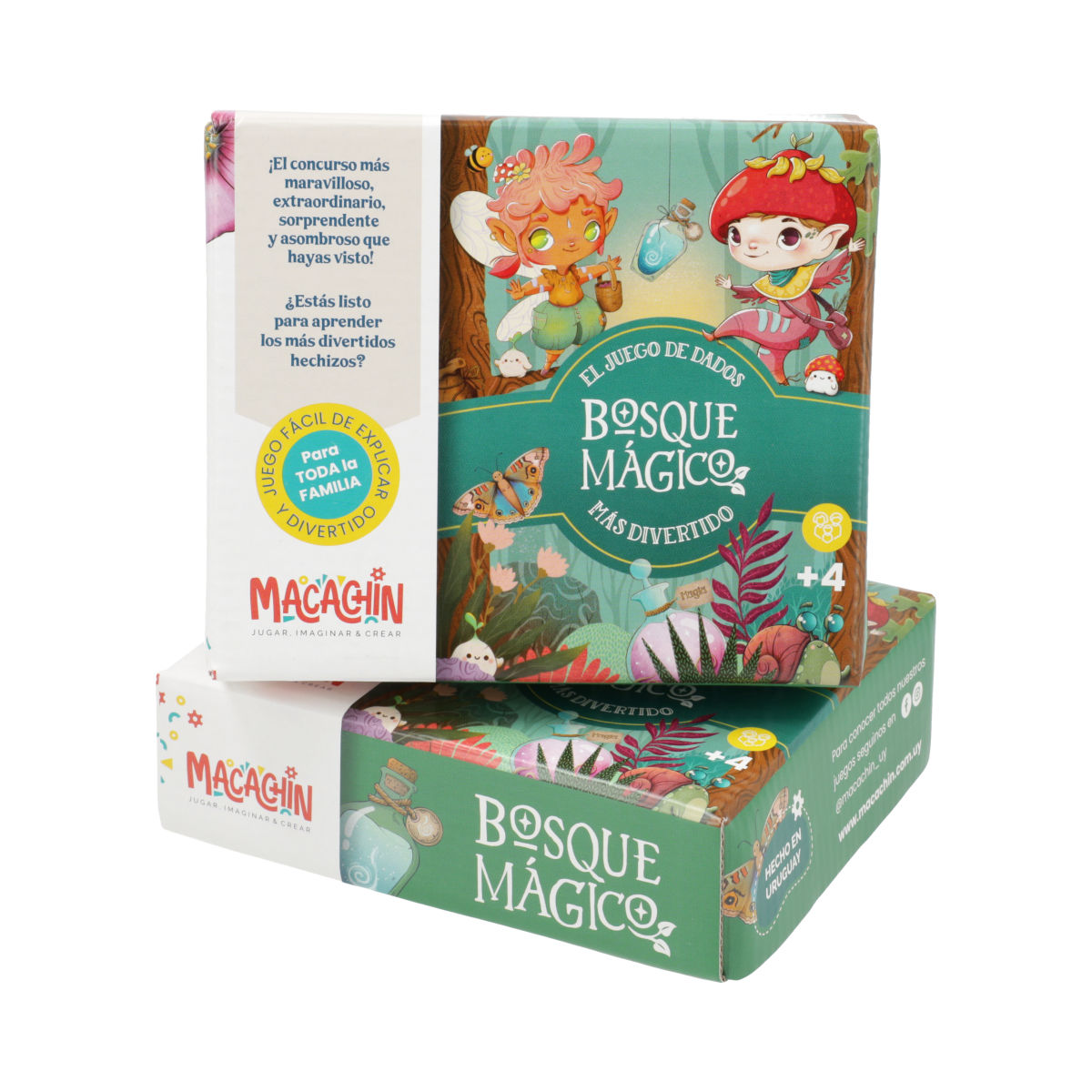Se ven dos cajas del juego Bosque mágico. 