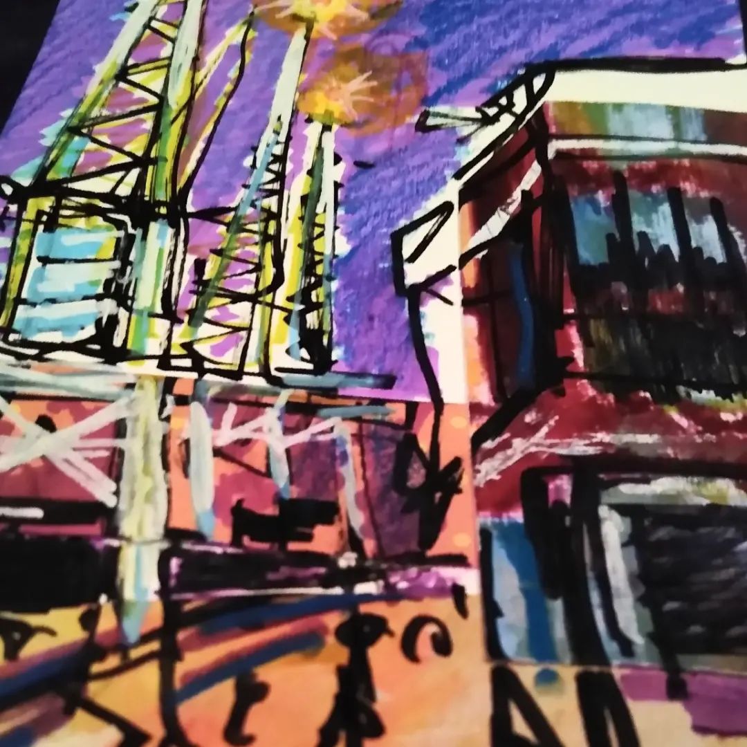 The cranes at night