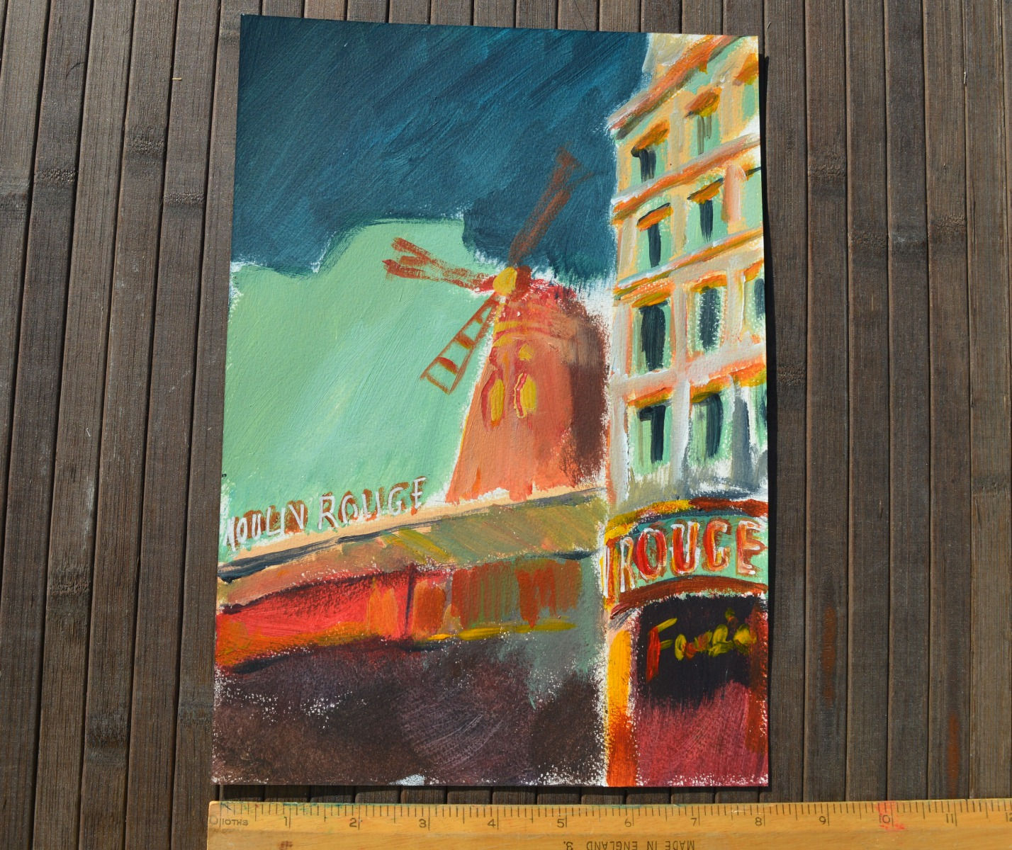 Moulin Rouge Original art - Colourful Paris architecture