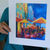 Thumbnail: cafe terrace at night print, Corfu Print, Mediterranean art, holiday art print