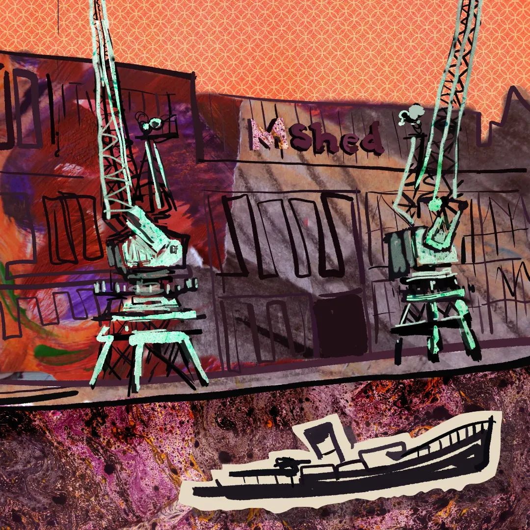 The Cranes outside M-Shed