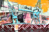 Cargo Cranes outside the M Shed, Bristol Harbourside - collage