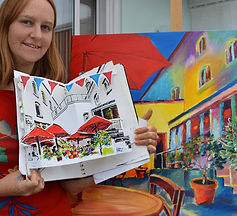 Sketch of Bath with the painting it inspired