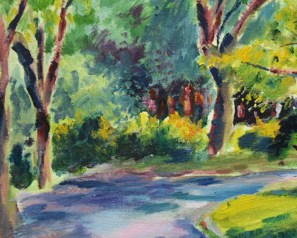 Thumbnail: Oil painting of Town Gardens, Swindon - detail