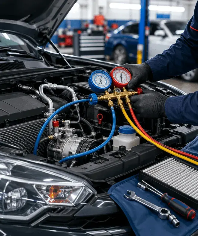 Vehicle AC maintenance inspection