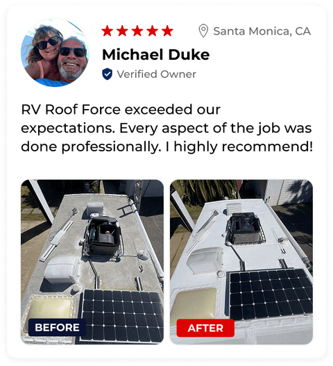 RV roof coating project before and after in Santa Monica