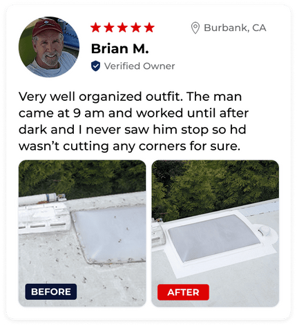RV roof restoration before and after in Burbank