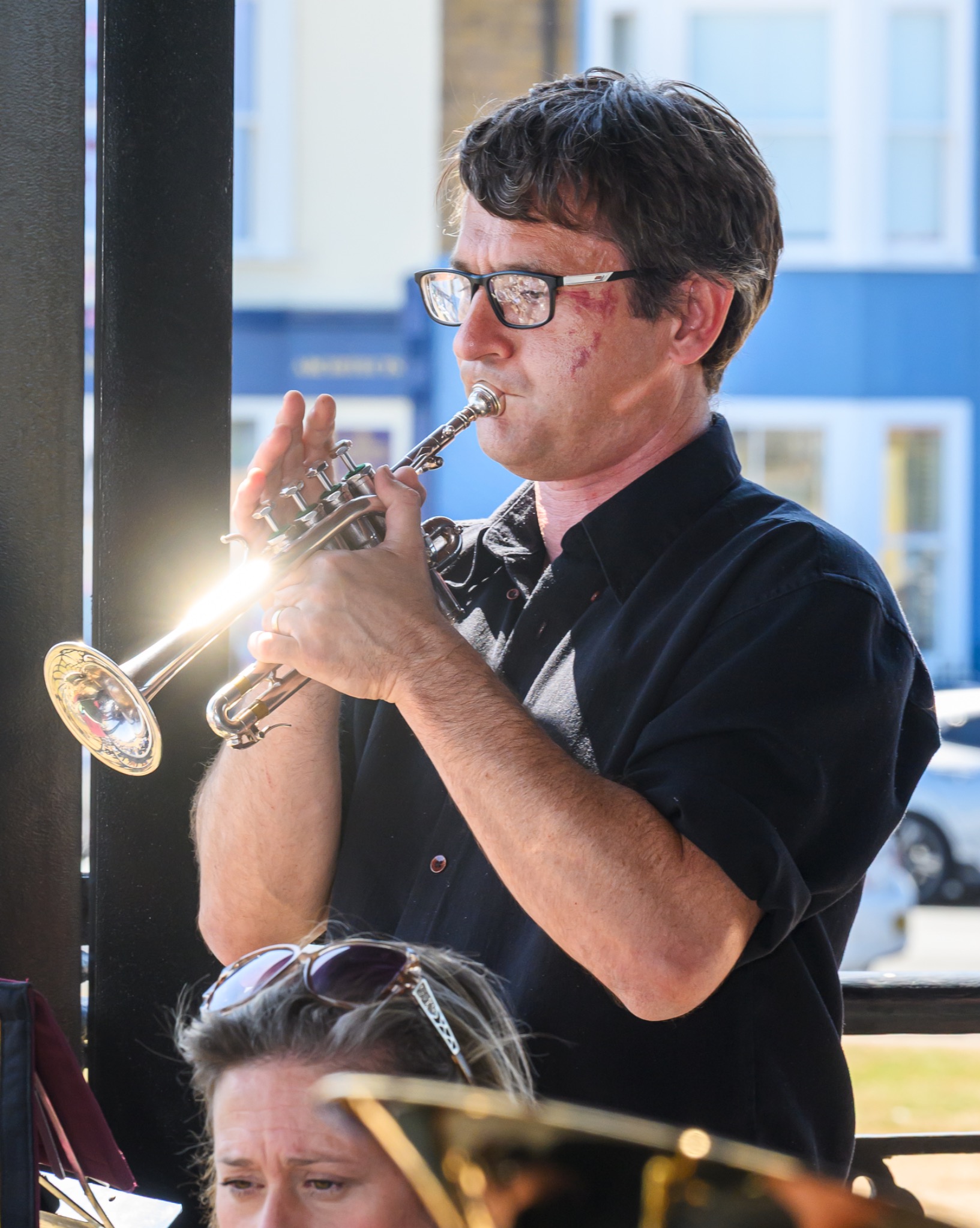 Close-up of cornet player at Deal Bandstand