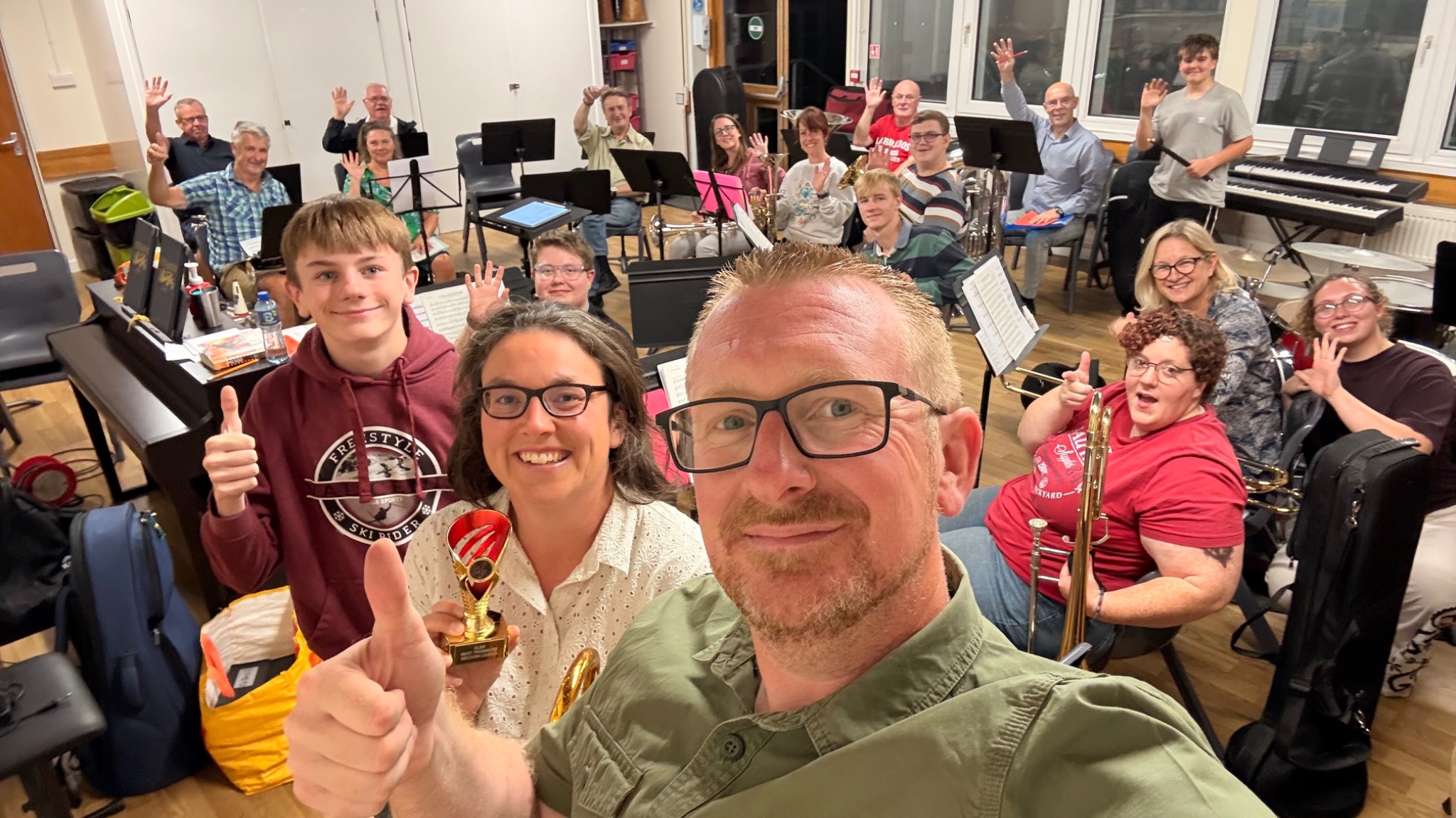 Simon Langton Brass musicians together at rehearsal