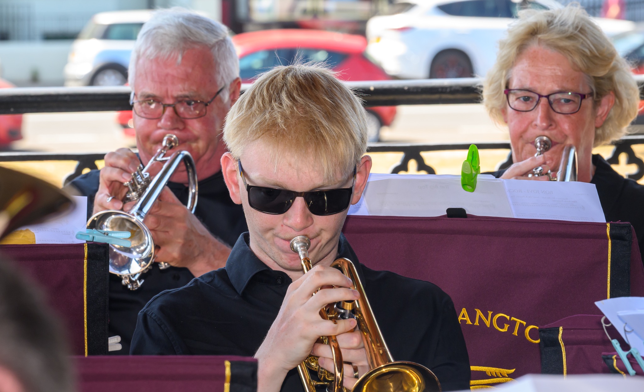 Cornet section performing at Deal Bandstand