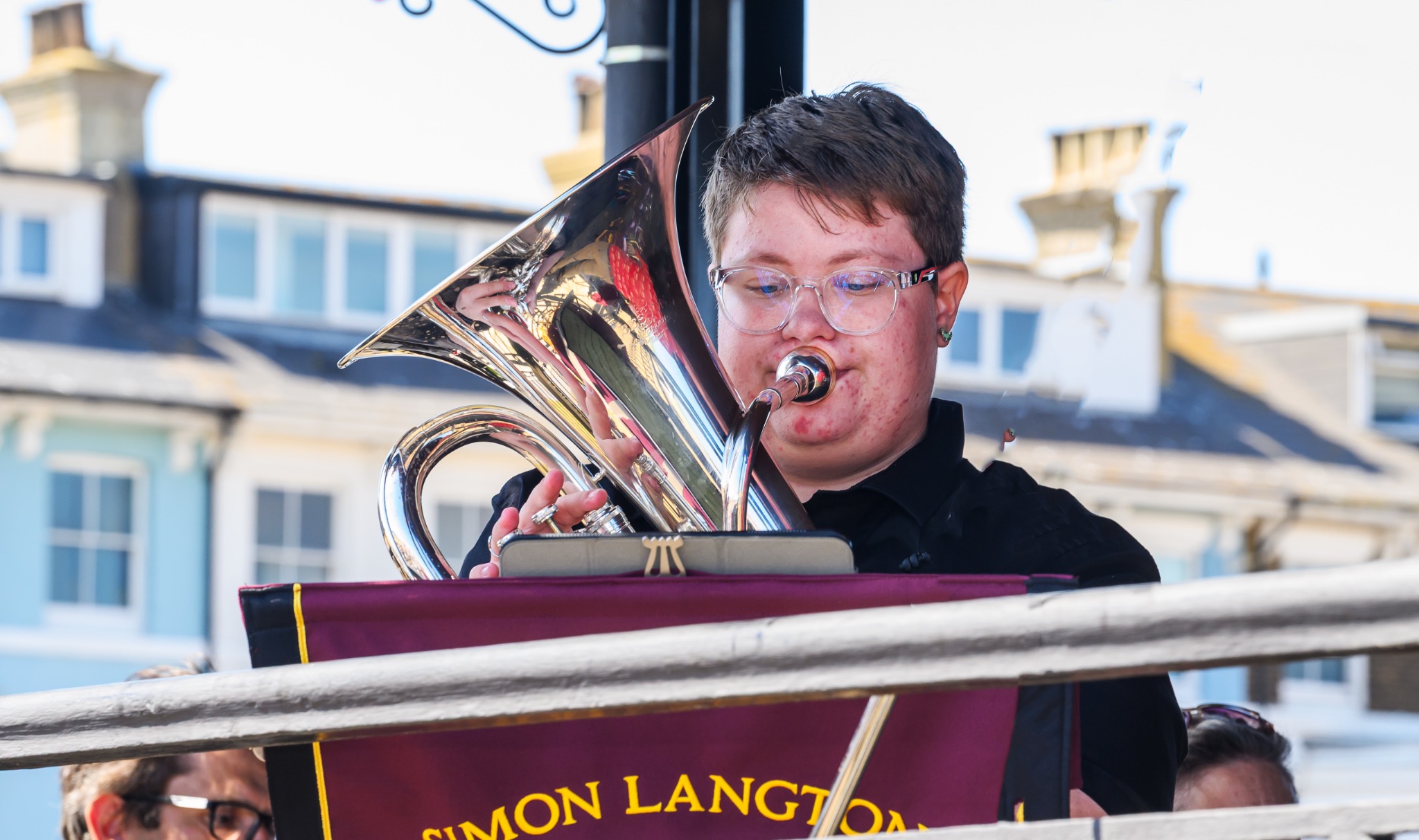 Brass musician performing at Deal Bandstand