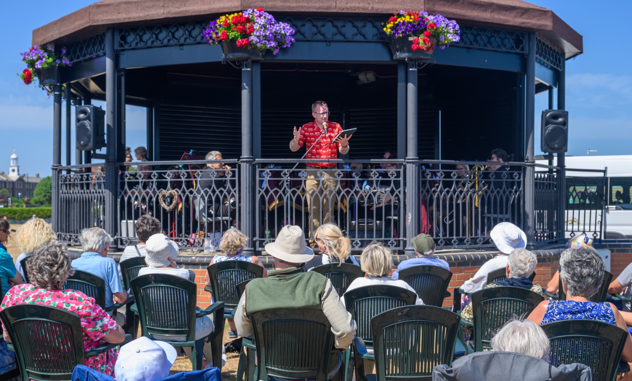 Simon Langton Brass concert viewed from the audience at Deal Bandstand