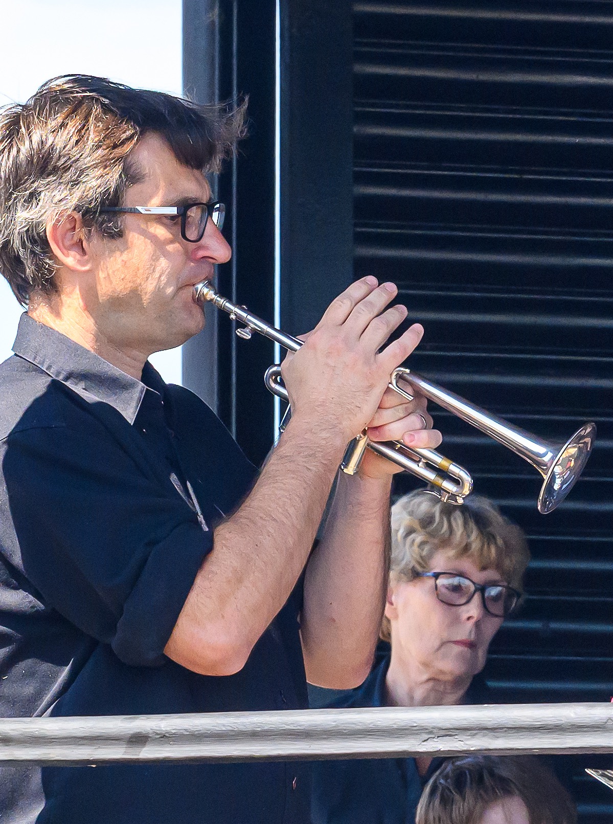 Cornet player performing at Deal Bandstand