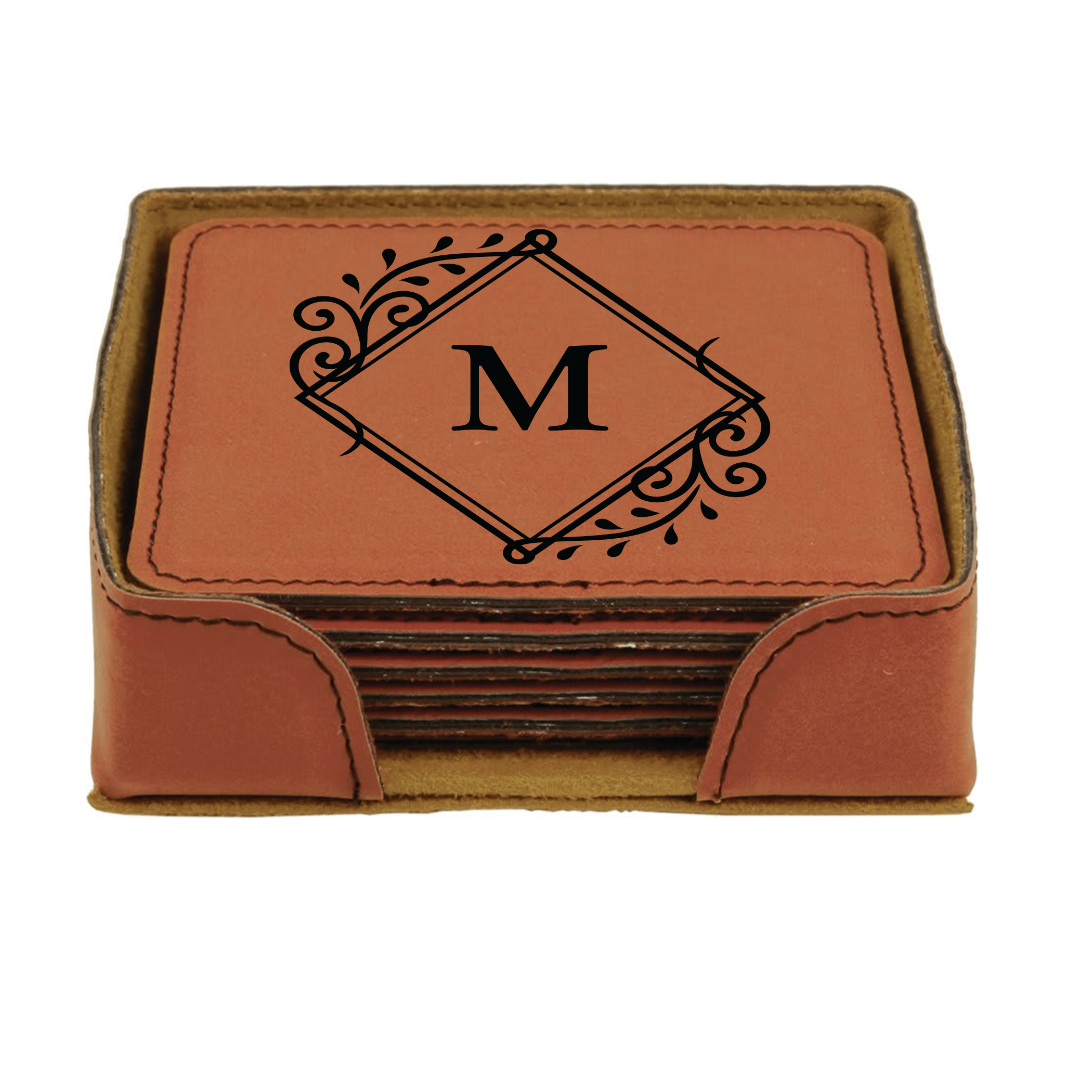 Square Leather 6-Coaster Set
