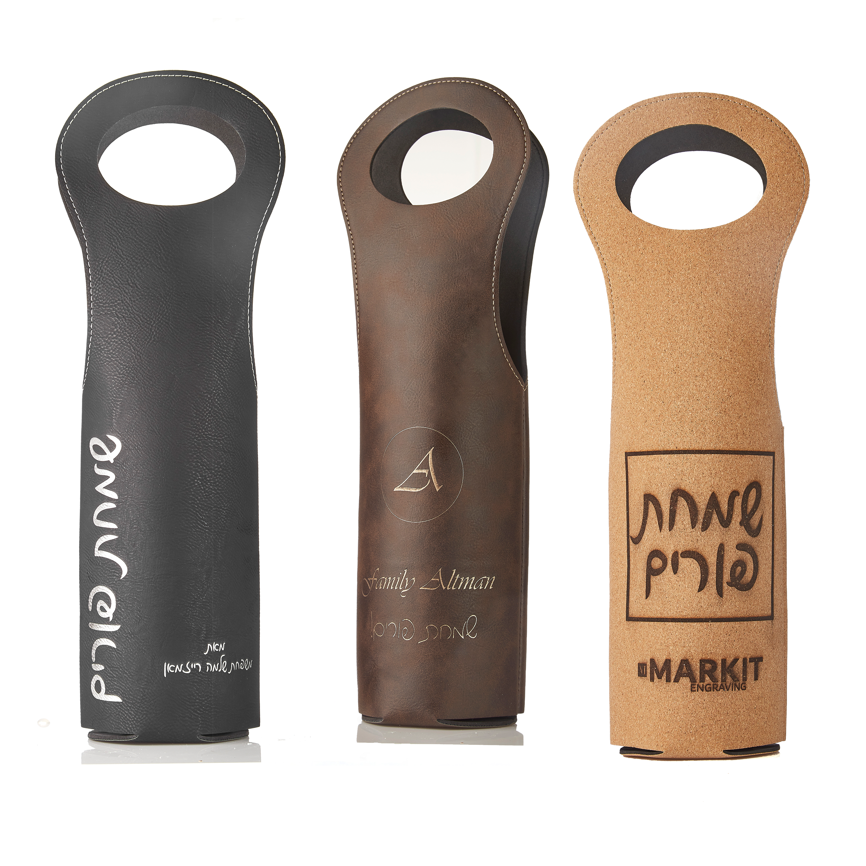 Engraved Leather  Wine Bag