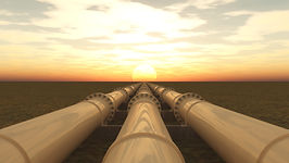 Pipelines fading into a sunset