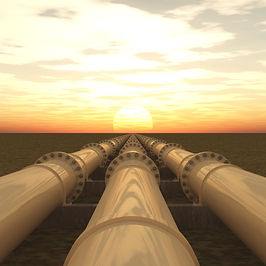 Pipelines fading into a sunset