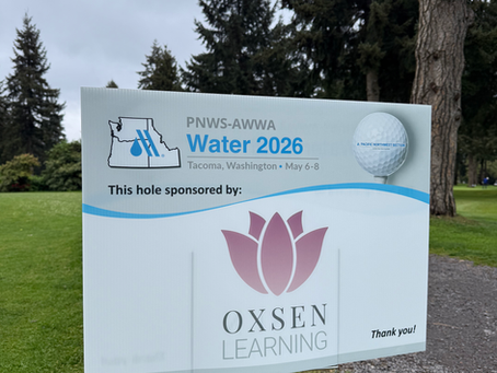 Golf tournament hole sponsor sign for Oxsen Learning