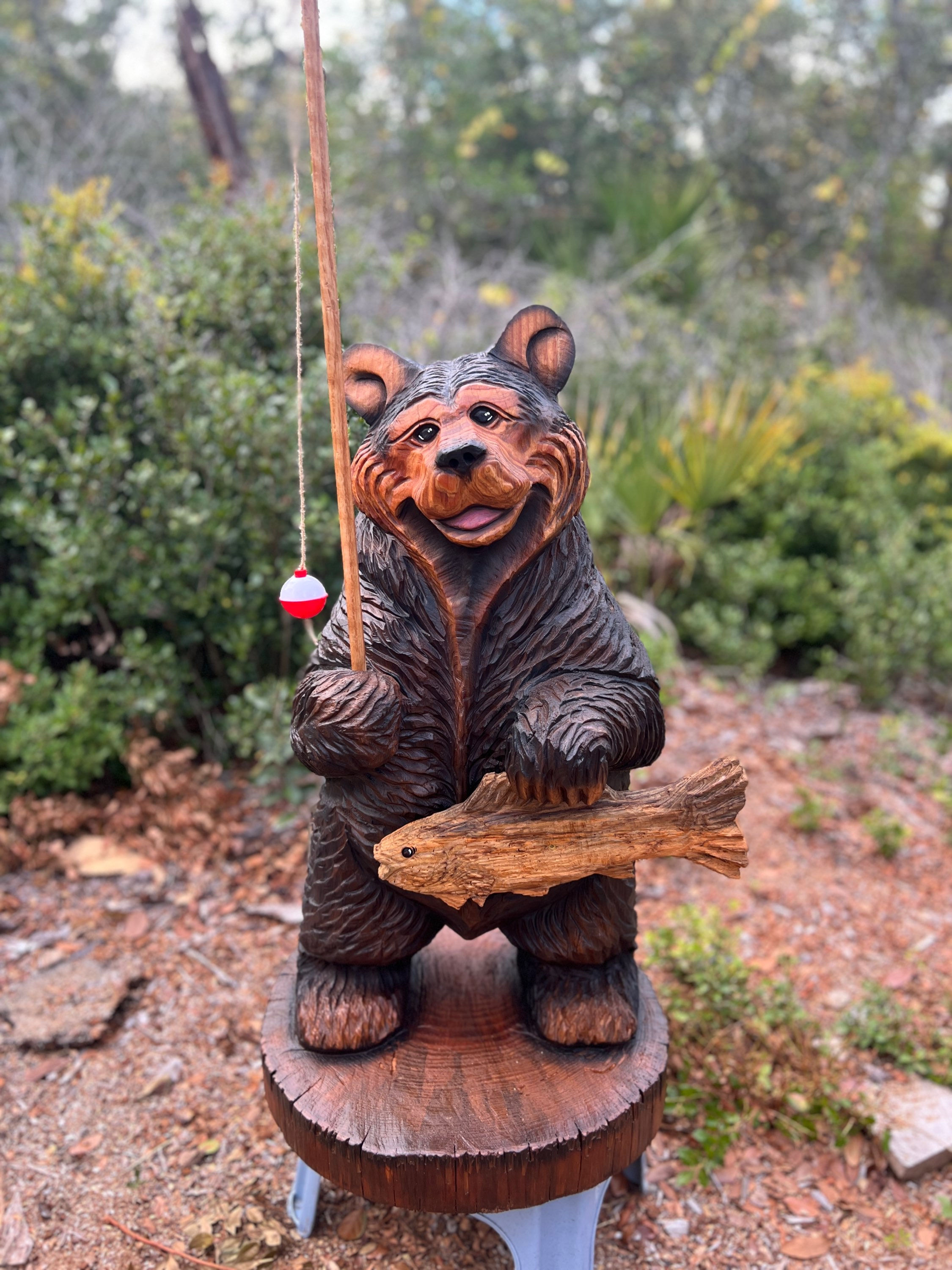 Chainsaw Carved Fishin’ Bear