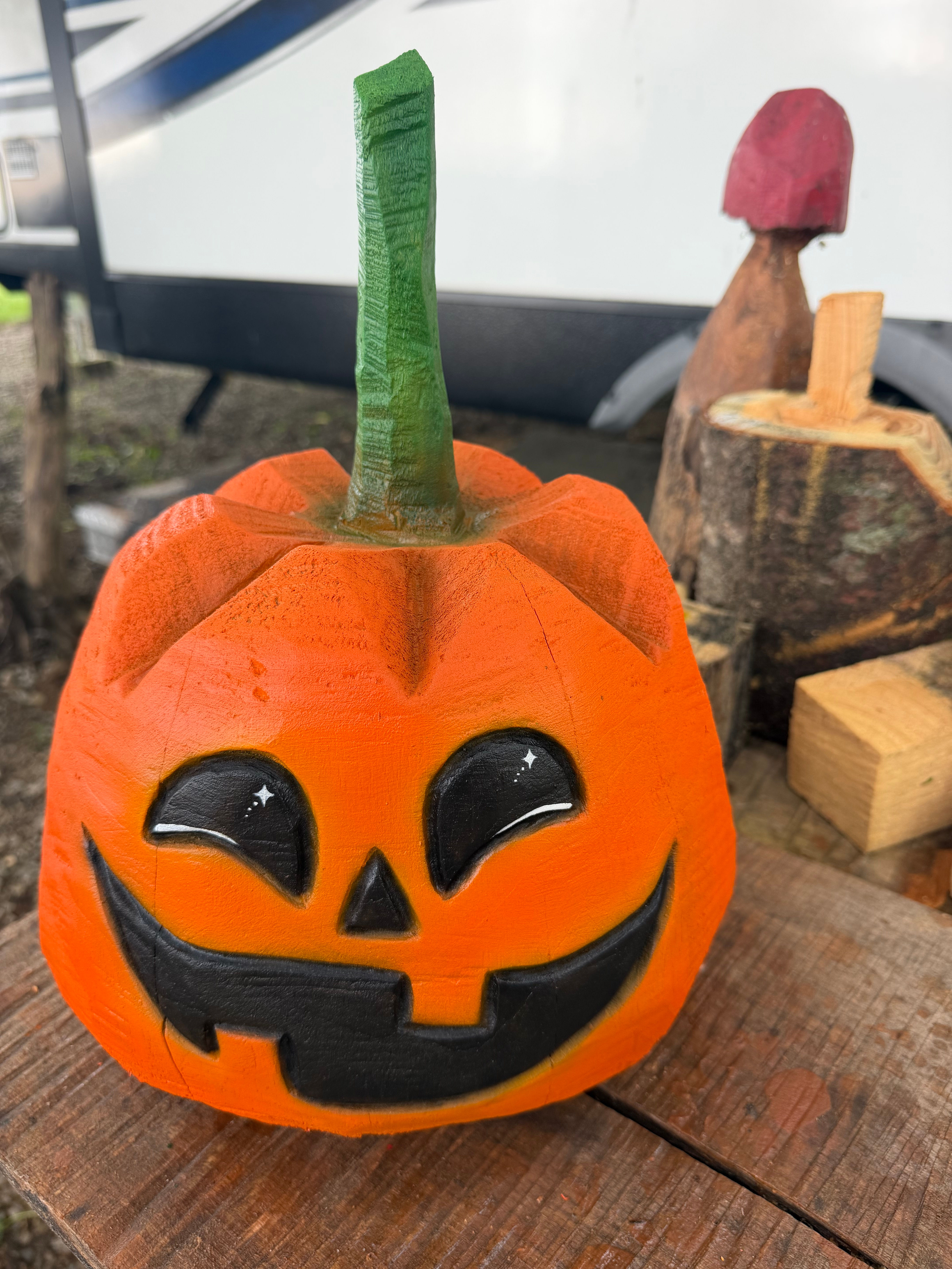 Chainsaw Carved Pumpkin Jack