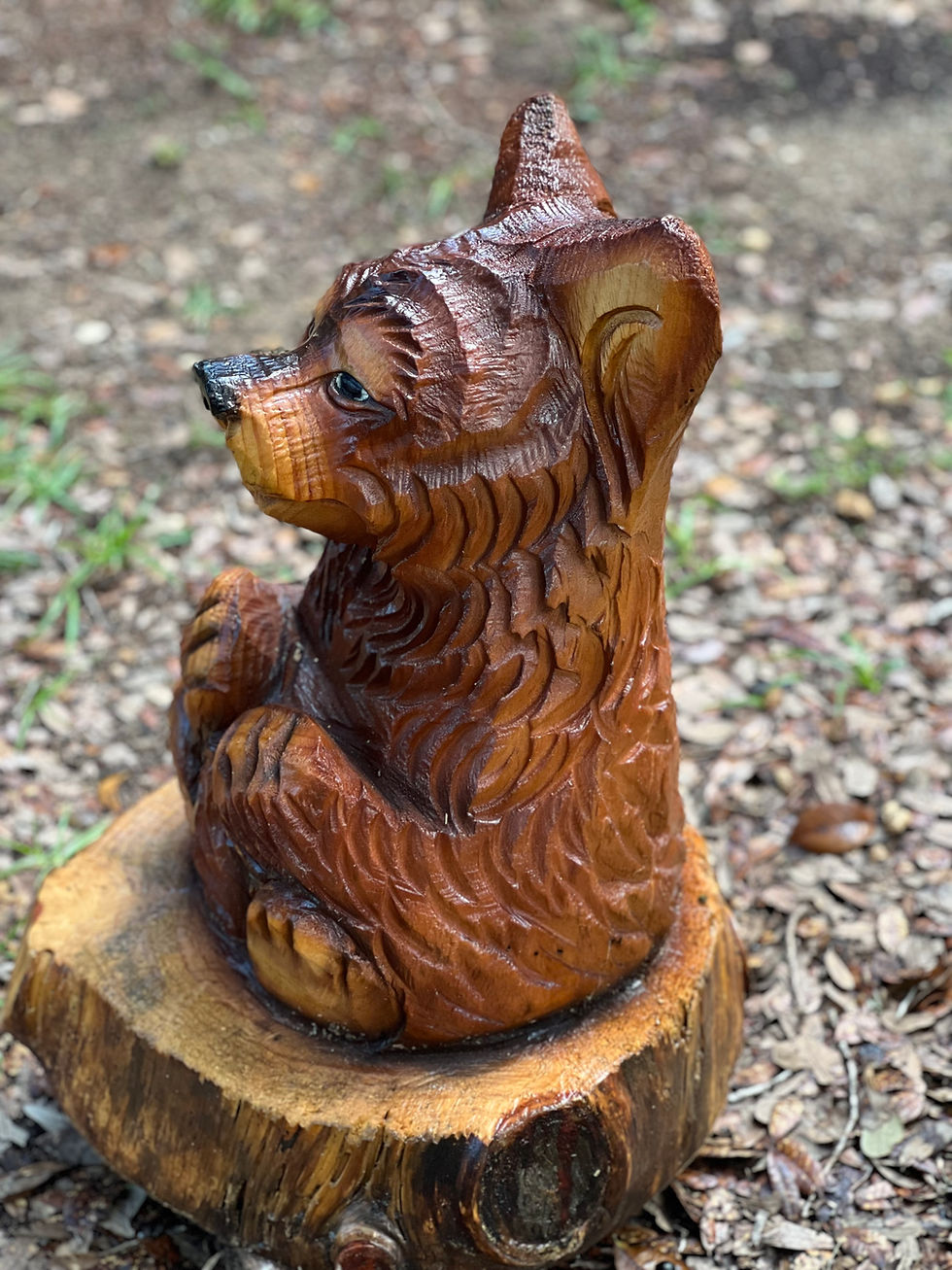 Thumbnail: SOLD! Chainsaw Carved Sitting Bear Cub