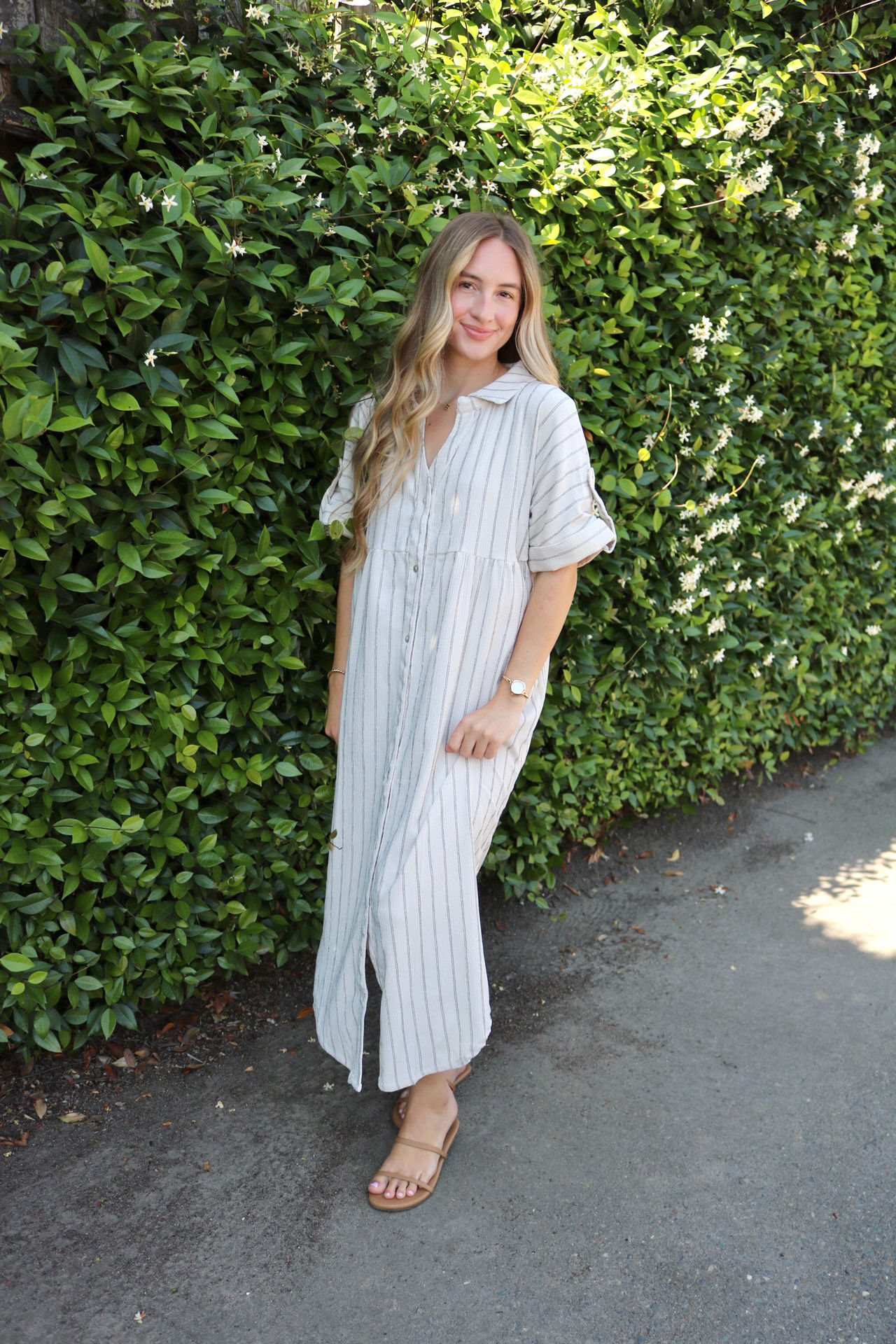 Spencer Stripe Linen Button Down Dress