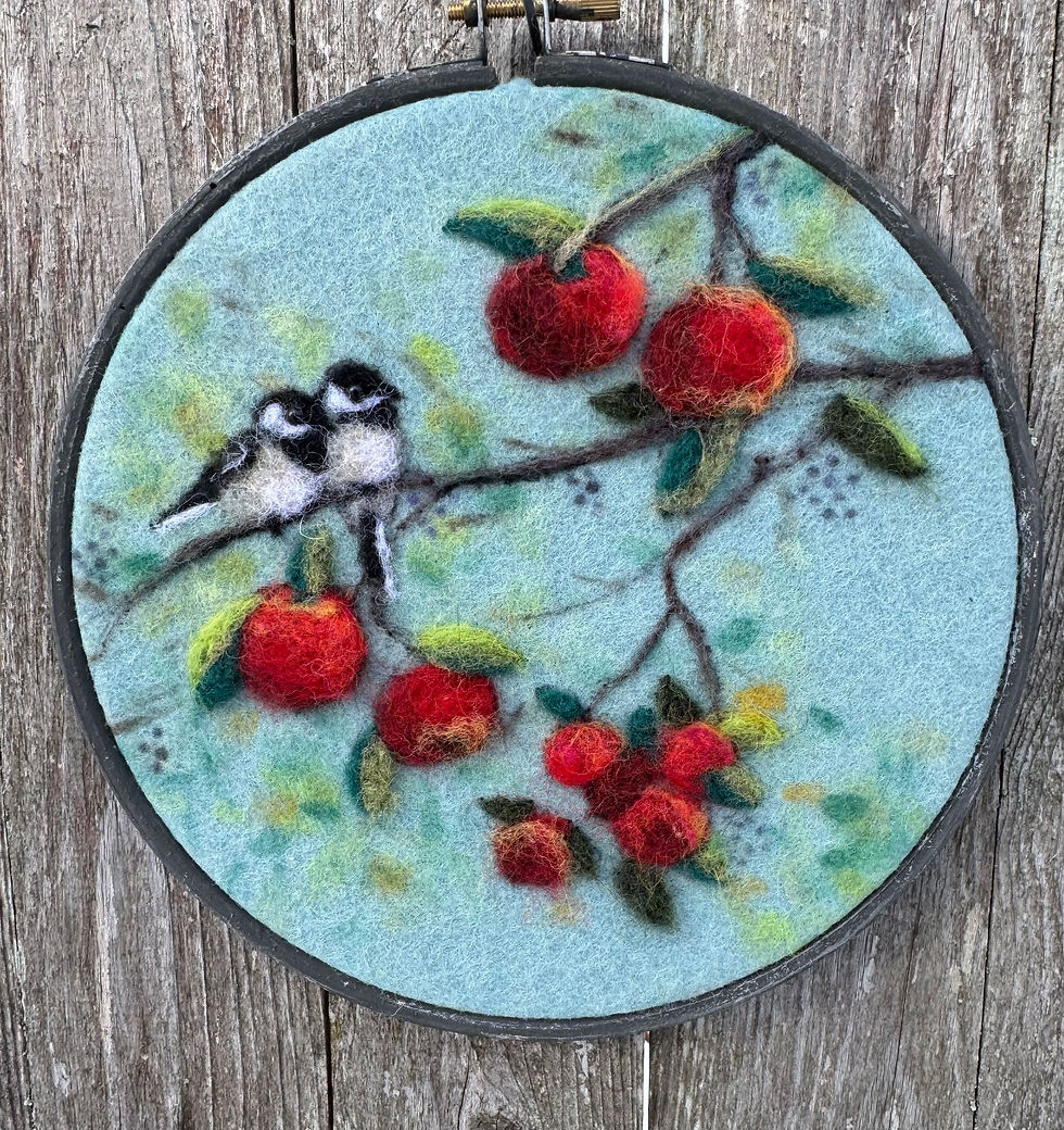 Chickadees & Apples at Colchester Mill Fabrics