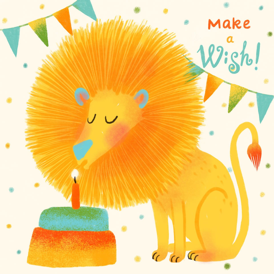 Make a wish-Little lion birthday card