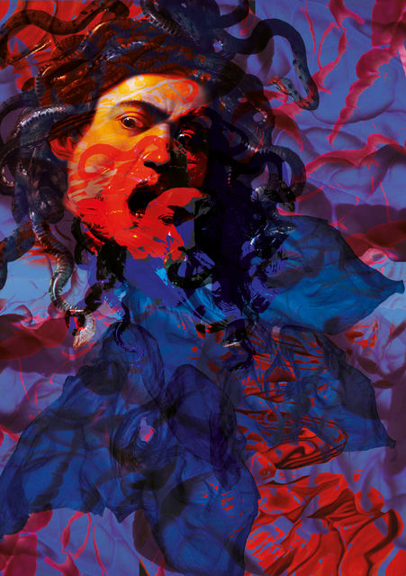 Placed Print design of medusa made with photoshop for spring summer 2023