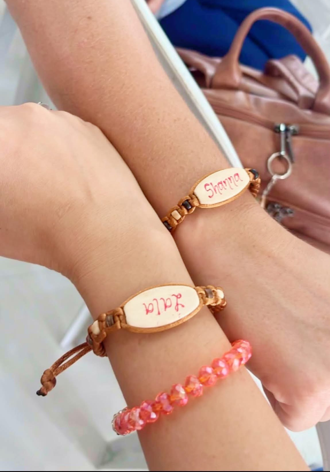 Friendship bracelets with my co-teacher.