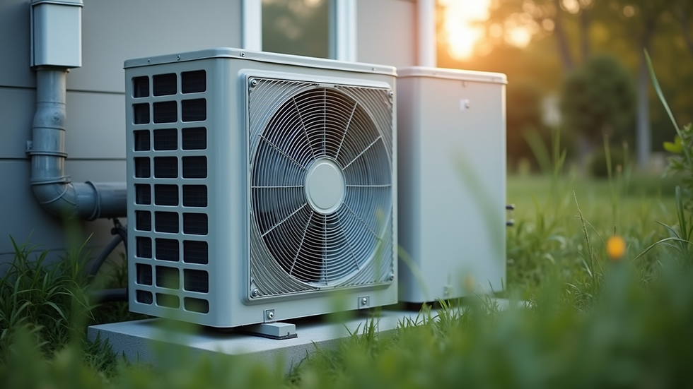 Eye-level view of HVAC outdoor unit with clear airflow