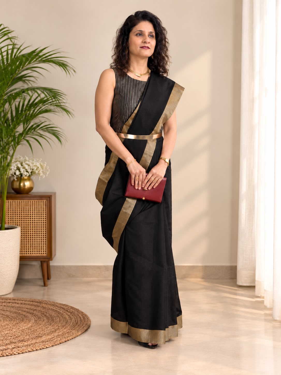 Black Cotton Saree